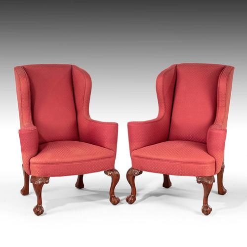 Very Good Pair of Early 20th Century Mahogany Framed Wing Chairs (1 of 6) Very Good Pair of Early 20th Century Mahogany Framed Wing Chairs (1 of 6)