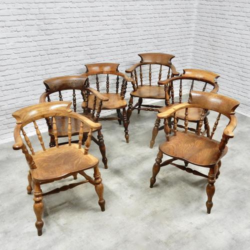 6 Smoker's Bow Armchairs - 19th Century (1 of 6)