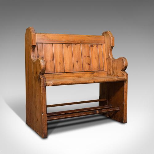 Antique Love Seat, English, Pine, Bench, Pew, Ecclesiastic Taste, Victorian (1 of 12)