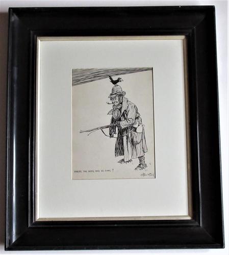 Starr Wood Original Pen & Ink Cartoon, Signed, Vintage Frame (1 of 5) Starr Wood Original Pen & Ink Cartoon, Signed, Vintage Frame (1 of 5)