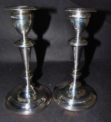 Pair of Edwardian Silver Candlesticks 1909 (1 of 5)