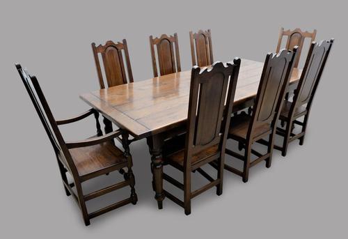 Oak Farmhouse Table & Eight Chairs (1 of 4)