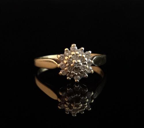 Vintage Diamond Cluster Ring, 18ct Gold (1 of 8)