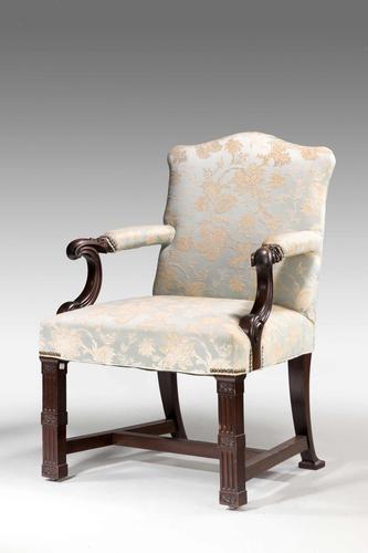 Chippendale Design Mahogany Framed Library Chair (1 of 4)