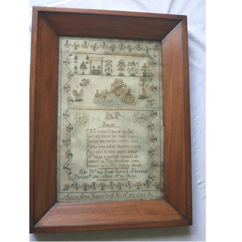 Rare & Fine Embroidery Silk Textile Scottish Castle Sampler c.1841 (1 of 9)