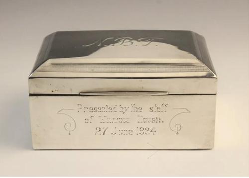 George V Silver Cigarette Box by F H Adams & Co, Birmingham 1922, of Rectangular Form (1 of 5) George V Silver Cigarette Box by F H Adams & Co, Birmingham 1922, of Rectangular Form (1 of 5)