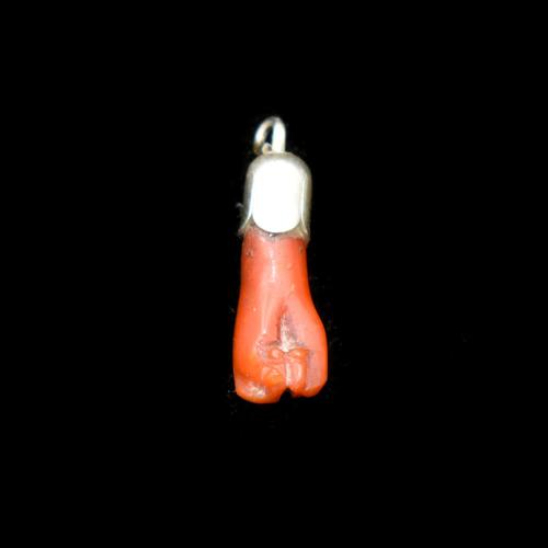 Antique Coral Silver Hand Figa Pendant Charm (1 of 8)