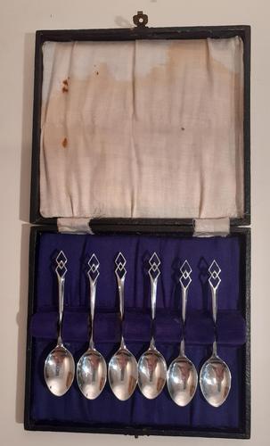 Six Silver Coffee Spoons, Hallmarked Birmingham 1955 (1 of 3)