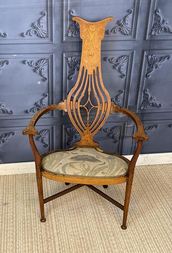 Inlaid Oak Arts & Crafts Chair (1 of 12)