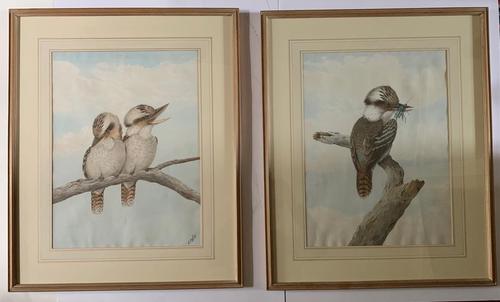 Neville Henry Cayley - Pair of Watercolours of Kookaburras (1 of 7)