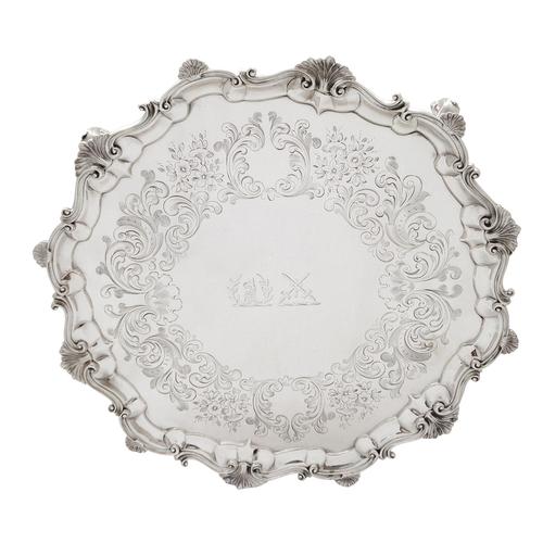 Antique Victorian Sterling Silver 13" Tray / Salver 1850 (1 of 9)