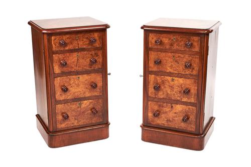 Pair of Victorian Burr Walnut Bedside Cupboards Faux Drawer Fronts (1 of 6)