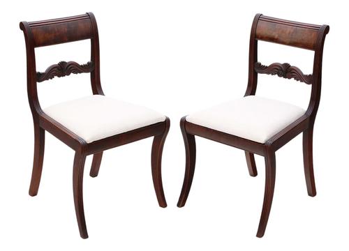 Pair of Regency mahogany dining side hall bedroom chairs C1825 (1 of 7) Pair of Regency mahogany dining side hall bedroom chairs C1825 (1 of 7)