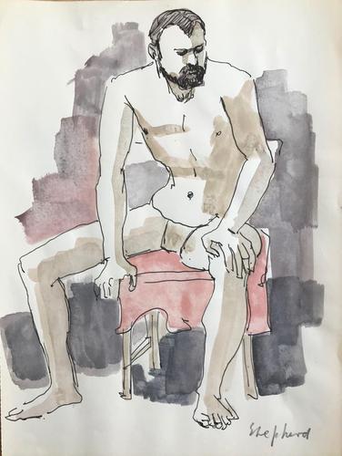 Original watercolour 'Contemplation' by Toby Horne Shepherd 1909-1993. Signed (1 of 1) Original watercolour 'Contemplation' by Toby Horne Shepherd 1909-1993. Signed (1 of 1)