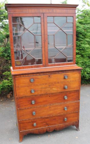 1880 Mahogany Secretaire Bookcase (1 of 5)