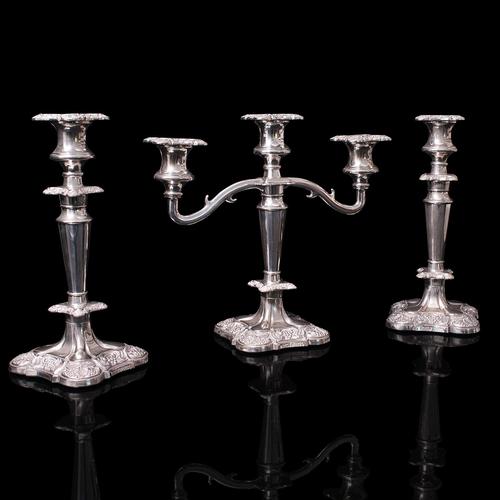 Antique Candelabra, Candlesticks, English, Silver Plate, Centrepiece, Victorian (1 of 12)