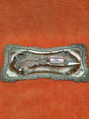 Antique Silver Plated Candle Snuffer & Tray c.1840 (1 of 12)