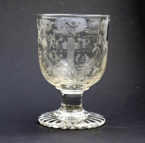 Exceptional, Fine & Rare Regency Oddfellows / Masonic Glass Rummer c.1814 (1 of 11)