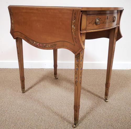A Victorian Satinwood & Polychrome Painted Pembroke Table (1 of 17) A Victorian Satinwood & Polychrome Painted Pembroke Table (1 of 17)