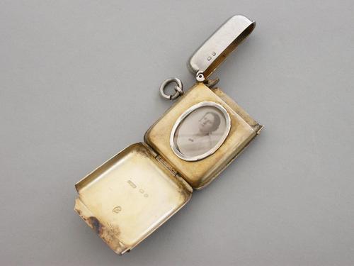 Victorian Silver Vesta Case with Hidden Photo Compartment. By John Millward Banks, Chester, 1898 (1 of 13) Victorian Silver Vesta Case with Hidden Photo Compartment. By John Millward Banks, Chester, 1898 (1 of 13)