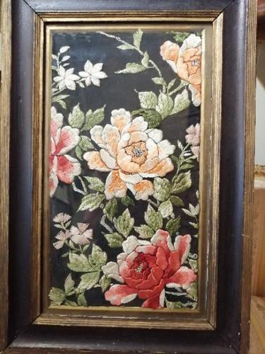 Late 19th Century Framed Silk Embroidery (1 of 4) Late 19th Century Framed Silk Embroidery (1 of 4)