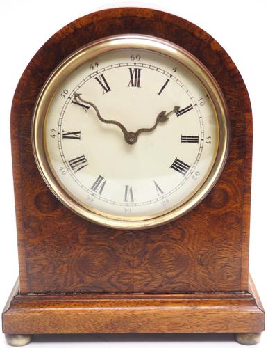 Fantastic Burr Walnut Mantle Clock Rare Snake Hands 8 Day Mantle Clock (1 of 11)