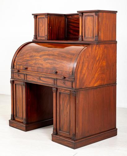 High Quality William IV Mahogany Cylinder Desk (1 of 13)