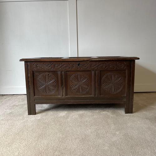 18th Century Carved Oak Coffer (1 of 14)