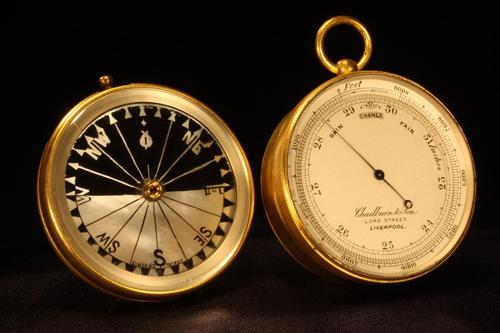 Pocket Barometer Altimeter Compass Compendium by Chadburn & Son c1870 (1 of 13)