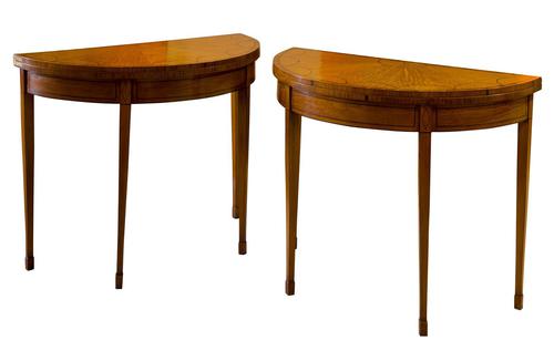 Pair of George III Style Satinwood Card Tables (1 of 15) Pair of George III Style Satinwood Card Tables (1 of 15)