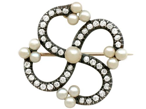 1.50ct Diamond & Pearl, 9ct Yellow Gold Brooch - Antique Victorian (1 of 9) 1.50ct Diamond & Pearl, 9ct Yellow Gold Brooch - Antique Victorian (1 of 9)