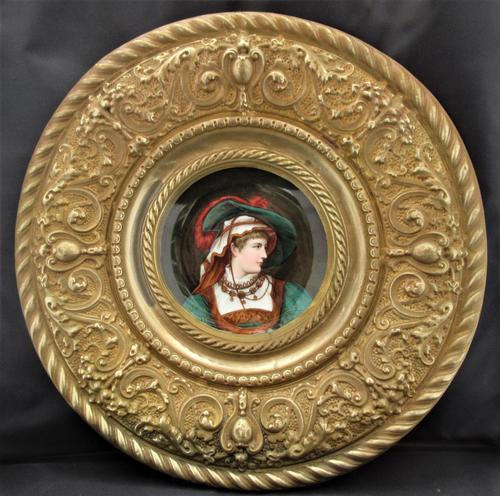 Antique Berlin Porcelain Dish in Repoussée Brass Frame c.1880 (1 of 10)