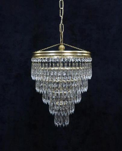 Italian Art Deco Five Tier Crystal Glass Chandelier (1 of 7)