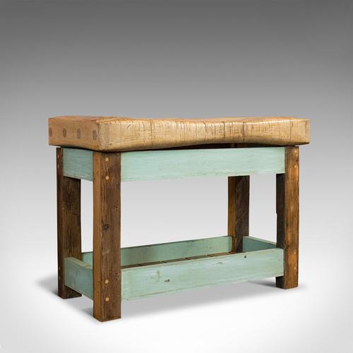 Antique Butcher's Block, English, Beech, Teak, Work Table, Kitchen Island, 1900 (1 of 12)