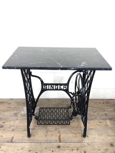 Antique Singer Sewing Machine Table with Marble Top (1 of 8)