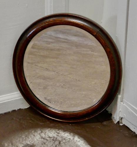 19th Century Round Oak Wall Mirror (1 of 3)