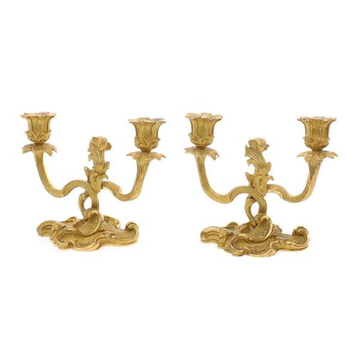 Pair of Late 19th Century French Gilt Metal 2 Light Candelabra (1 of 7)