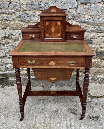 Antique Rosewood Inlaid Writing Desk (1 of 19)