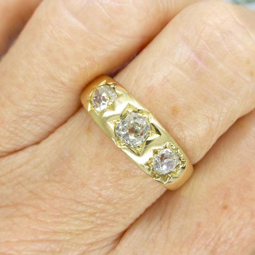 Antique Victorian 18ct Gold Old Mine Cut Diamond Three Stone Ring ~ Gypsy Ring 1878 (1 of 10) Antique Victorian 18ct Gold Old Mine Cut Diamond Three Stone Ring ~ Gypsy Ring 1878 (1 of 10)