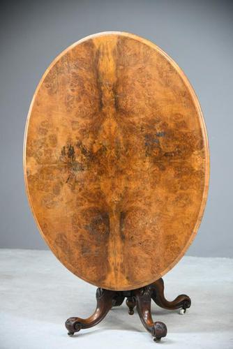 Antique Victorian Burr Walnut Tilt Top Table (1 of 12)