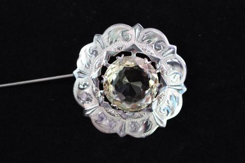 Scottish silver and citrine coloured stone brooch (1 of 3)