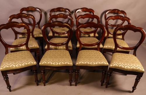 Set of 12 Victorian Mahogany Balloon Back Dining Chairs (1 of 10)