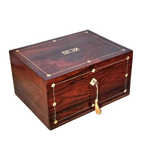 Victorian Rosewood & Inlaid Jewellery Box with Drawer (1 of 10)