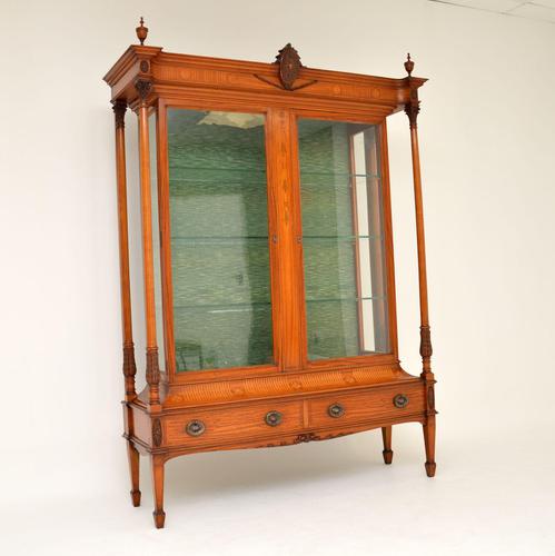 Antique Victorian Satinwood Display Cabinet (1 of 13)