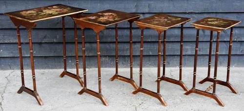 Beautiful Victorian Hand Painted Quartetto of Tables / Nest of Tables c.1900 (1 of 8) Beautiful Victorian Hand Painted Quartetto of Tables / Nest of Tables c.1900 (1 of 8)