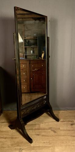 Black Lacquered Chinoiserie Edwardian Cheval Dressing Mirror (1 of 12) Black Lacquered Chinoiserie Edwardian Cheval Dressing Mirror (1 of 12)