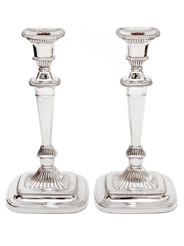 Georgian Style Candlesticks with Plain Columns and Swept Fluted Rectangular Bases (1 of 3) Georgian Style Candlesticks with Plain Columns and Swept Fluted Rectangular Bases (1 of 3)