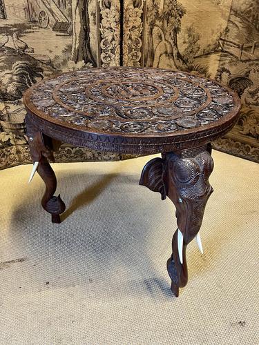 19th Century Carved Elephant Table (1 of 5)