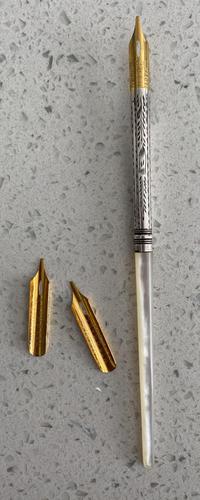 Victorian Silver & Mother of Pearl Pen (1 of 2)