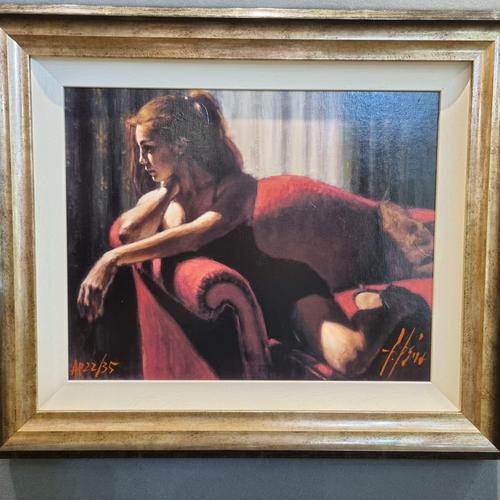 Fabian Perez Hand Embellished Limited Edition Artists Proof Print “rojo Sillon III” with Certificate of Authenticity (1 of 10)